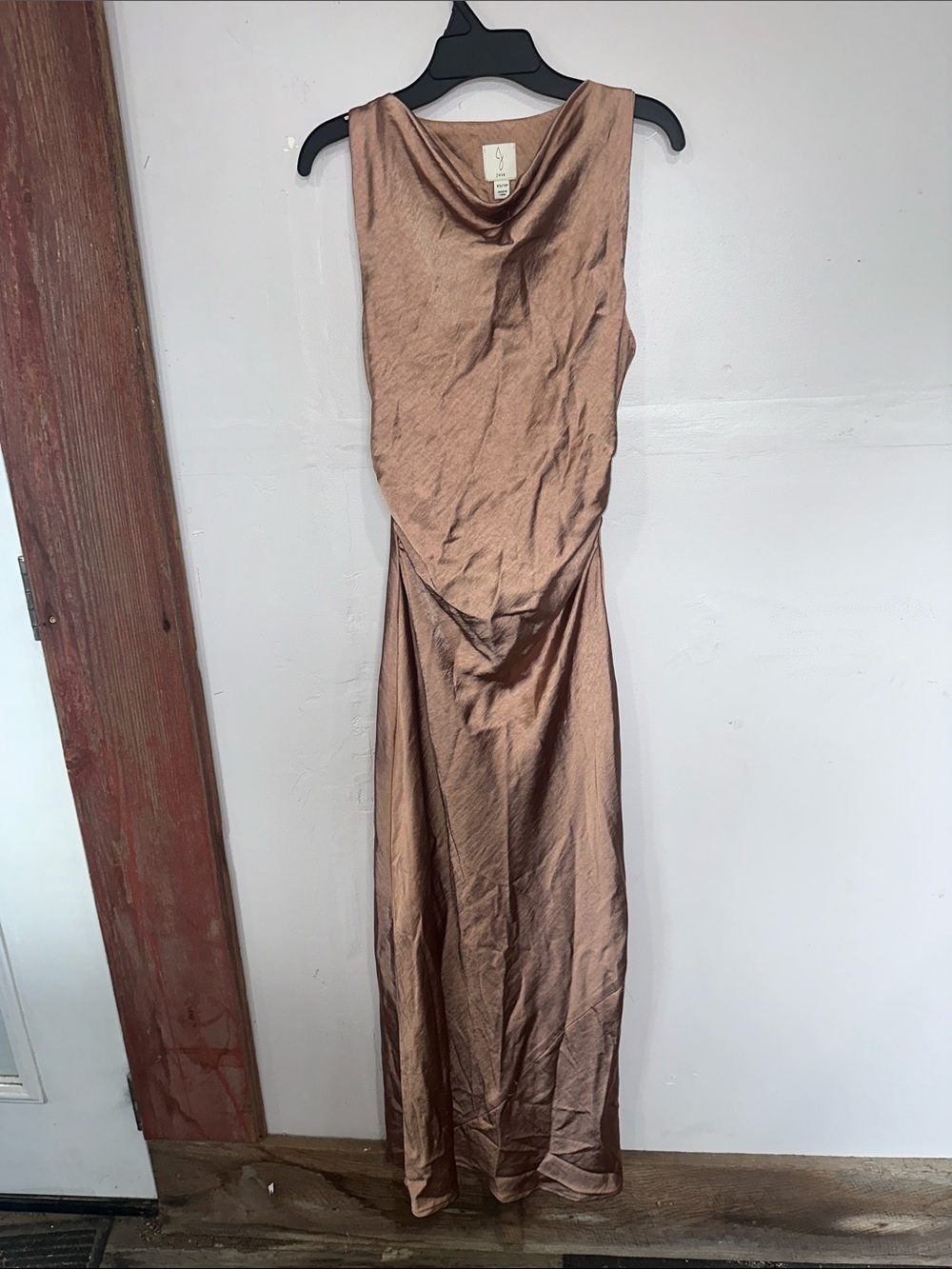Joie Satin Maxi Dress in Bronze